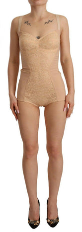 Dolce & Gabbana Beige Nylon Floral Lace Bodysuit Underwear -   -  Dolce & Gabbana.